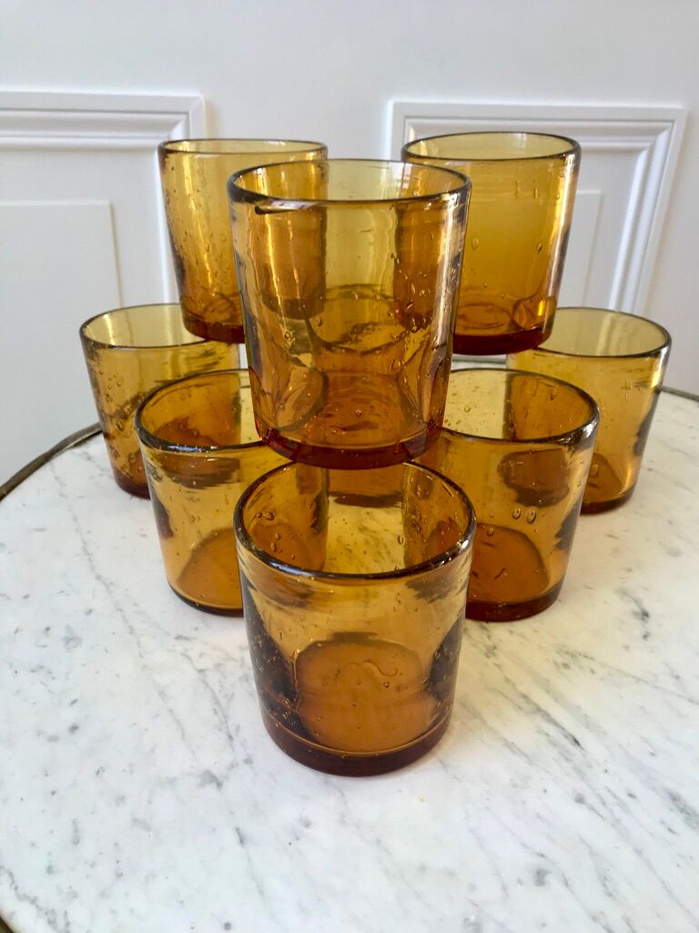 set of 9 bubbled glass water glasses from Biot 70s