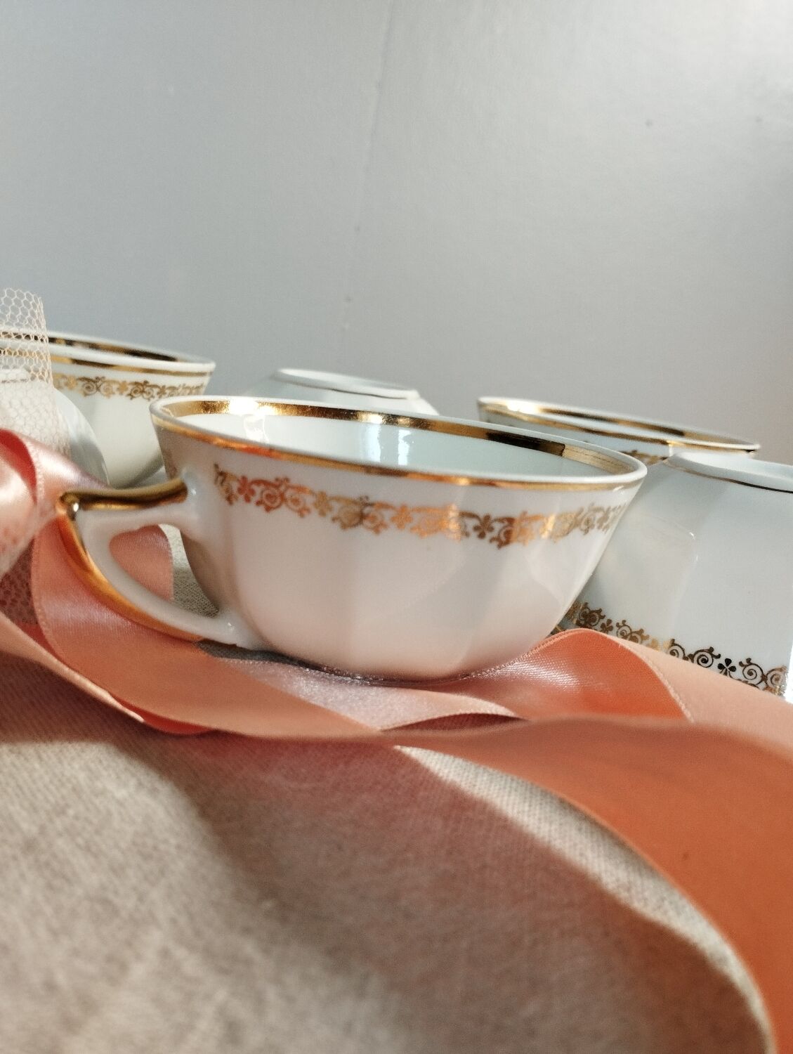 6 tasses café porcelaine F. Chauvigny, France, 1960