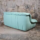 Large 2-seater sofa in checked fabric, France, 1980s