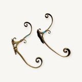 Pair of antique gilt bronze coat hooks