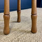 Pair of solid wood tripod stools with turned legs, 60s France