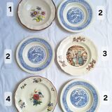 Vintage blue beige soup plates