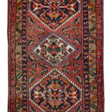 Tribal persian runner rug handwoven traditional red blue wool runner carpet 120x330cm