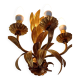 Vintage Italian Florentine wall light in golden bronze metal 1970