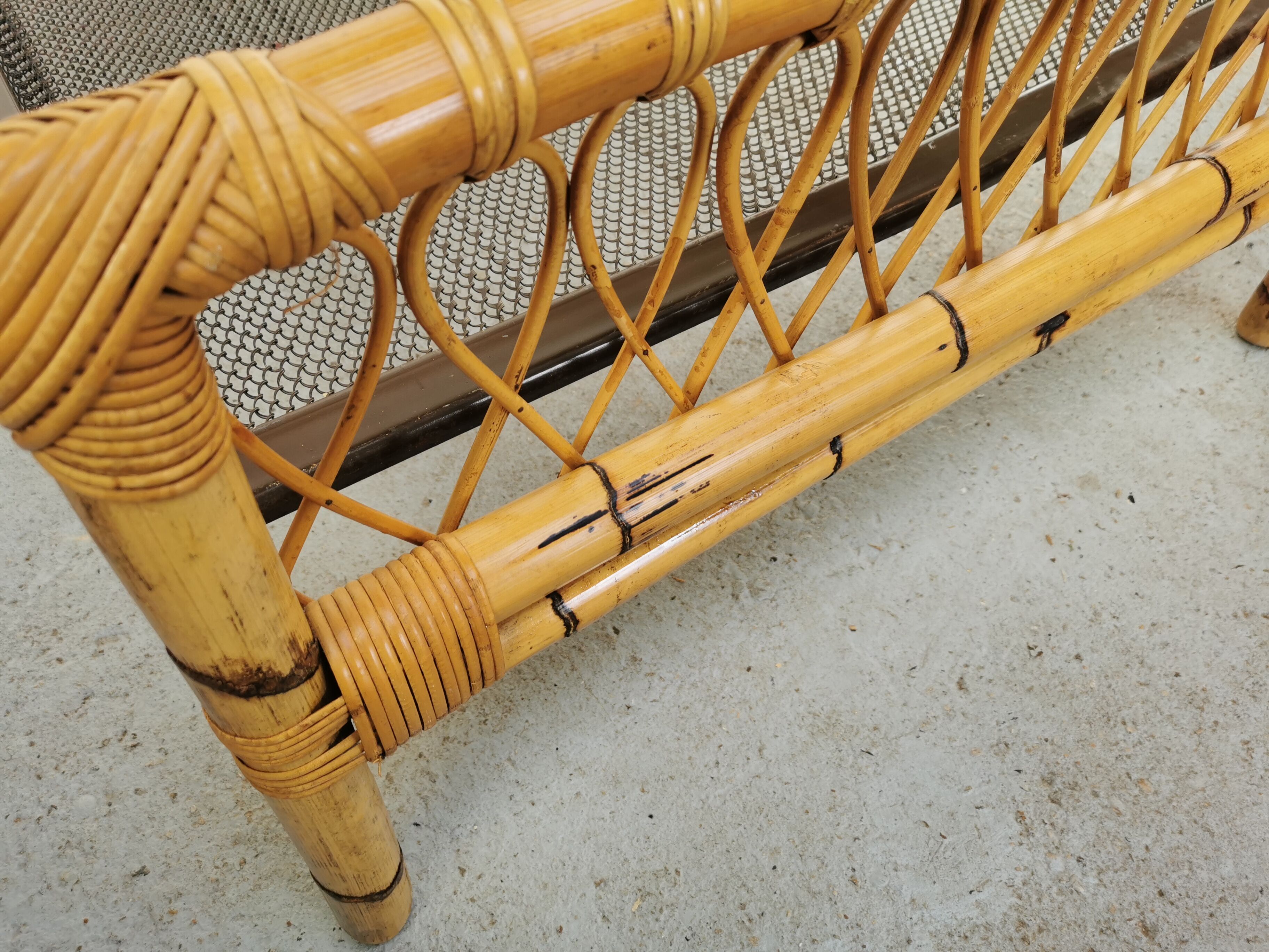 Pair of vintage rattan twin bed