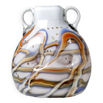 Vase pâte de verre style Opaline de Florence contemporain