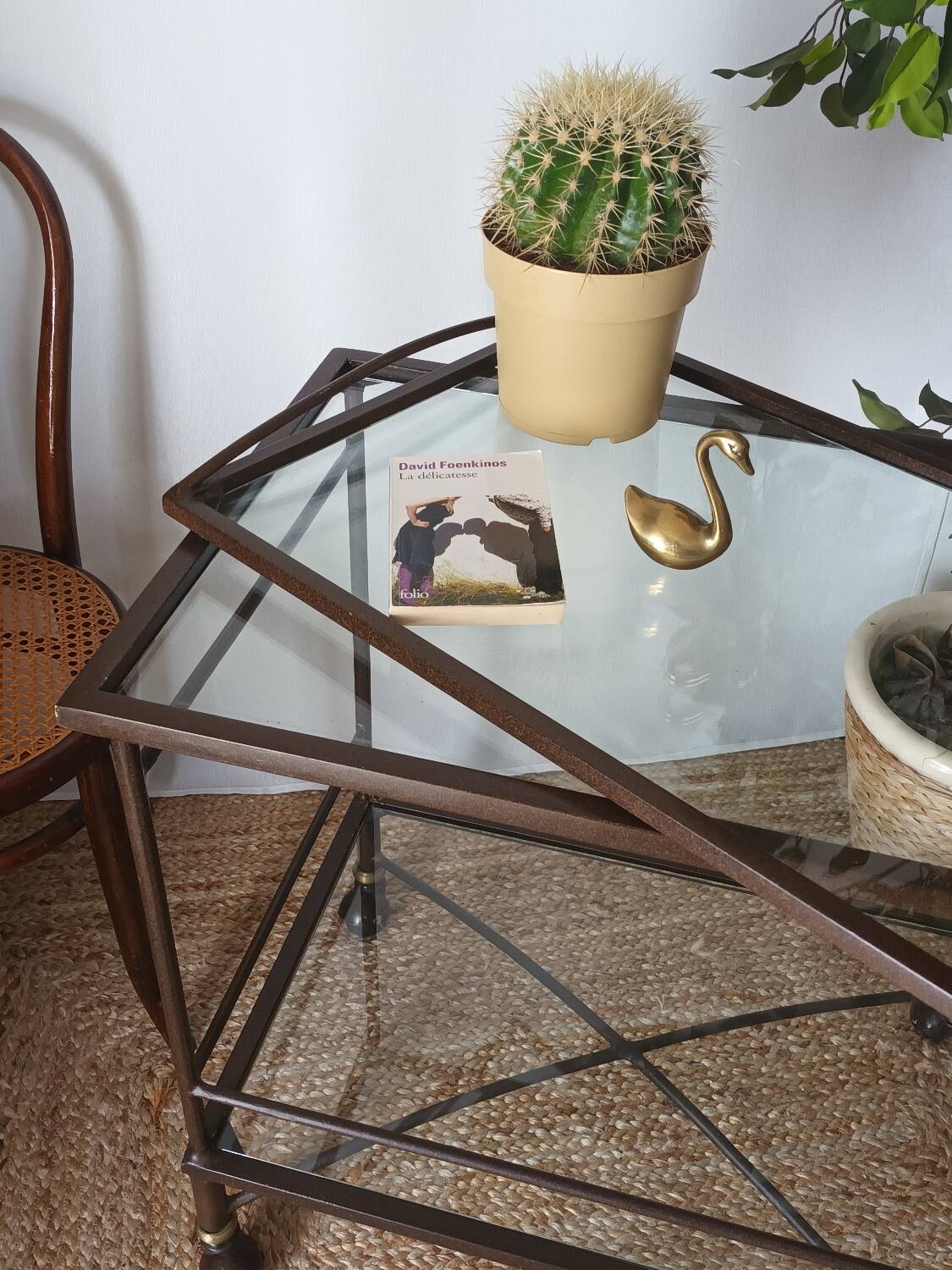 Vintage metal and glass server