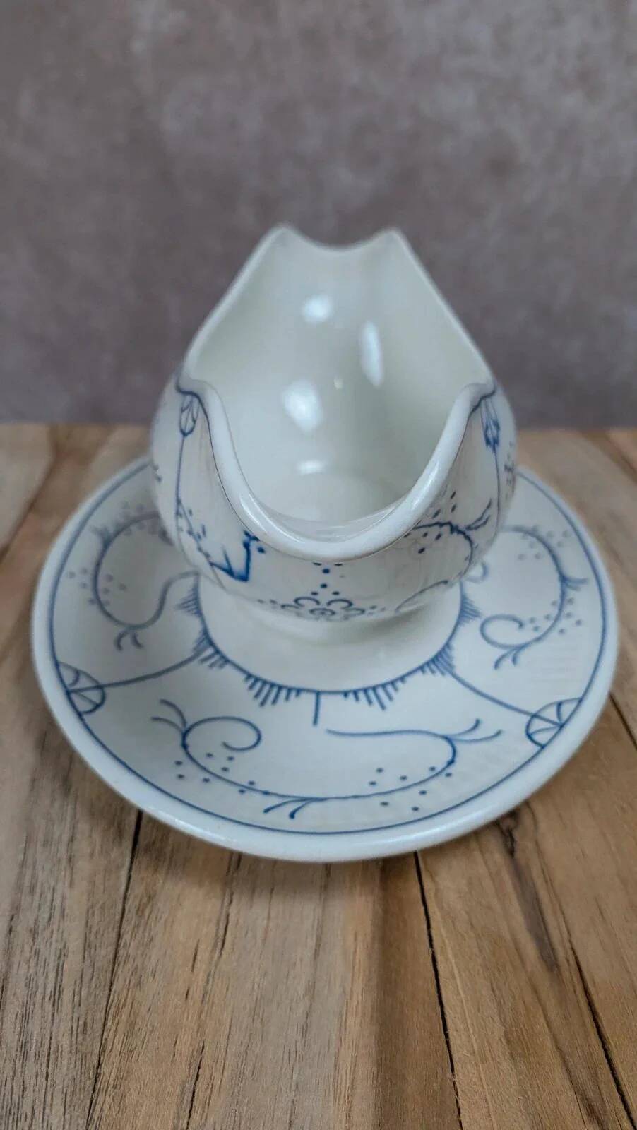 Antique Boch sauce boat with blue decoration – chic country charm