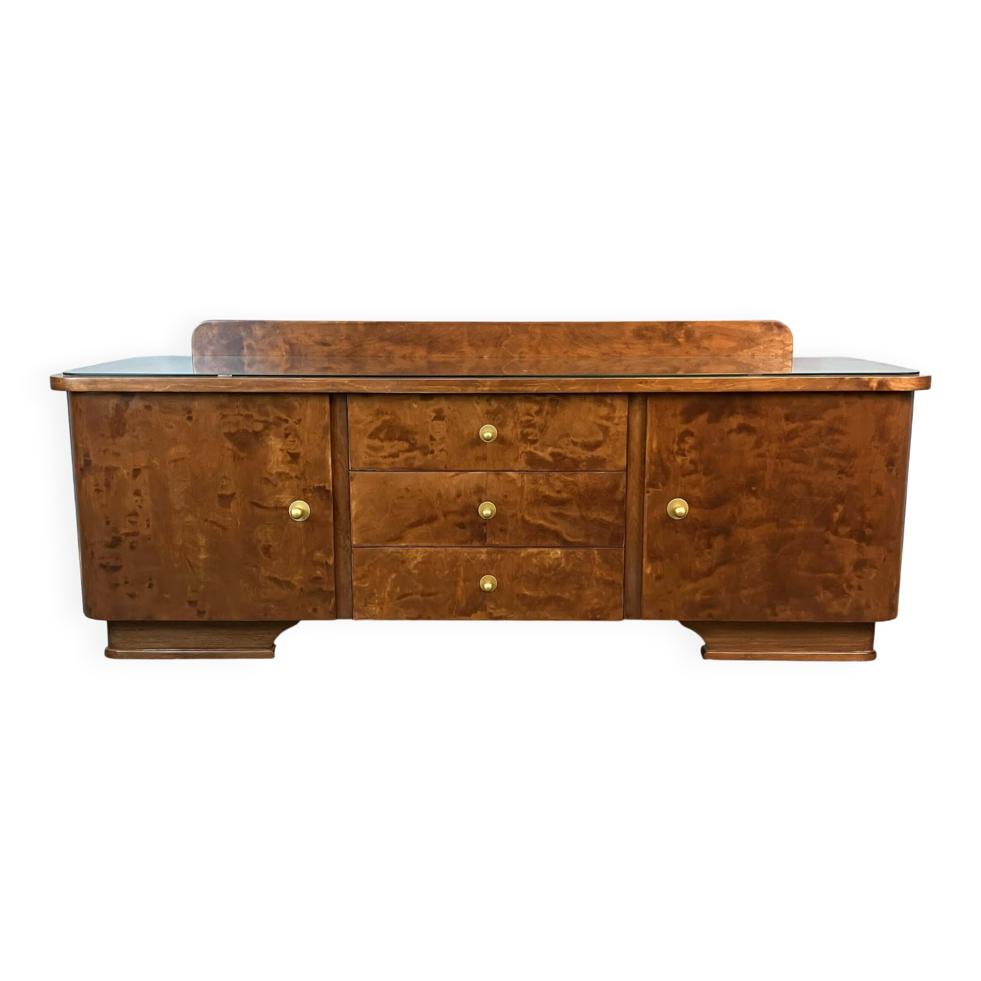 Lowboard, small chest of drawers, flamed birch, 1950s