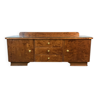 Lowboard, small chest of drawers, flamed birch, 1950s