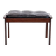 Footstool in solid wenge wood with black leather cushion, 1960
