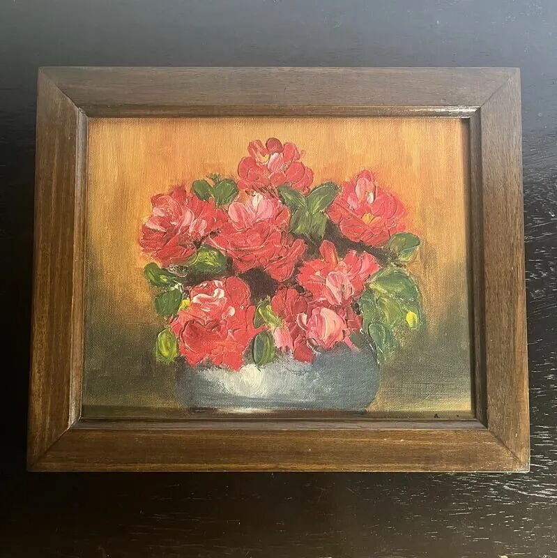 Tableau ancien bouquet de fleurs