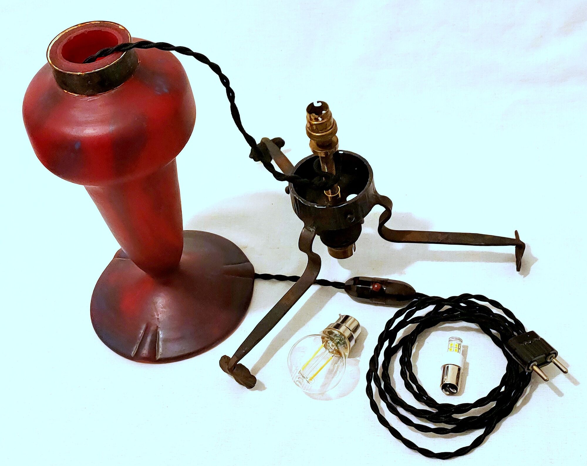 Champignon art-nouveau lamp signed schneider charles - foot and lampshade in glass paste