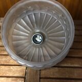 Ancienne Suspension Verre Moulé Transparent + Support Laiton Vintage