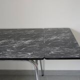 Black and white marbled formica table