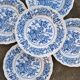 Ridgway "Pagoda" Staffordshire white and blue soup plates