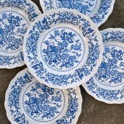 Assiettes creuses blanc et bleu Ridgway "Pagoda" Staffordshire