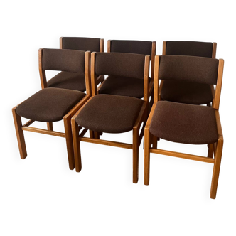 Lot de 6 chaises en orme et tweed Maison Regain