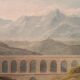 Aquarelle ancienne sur papier du début du XIXe siècle – paysage avec aqueduc.
