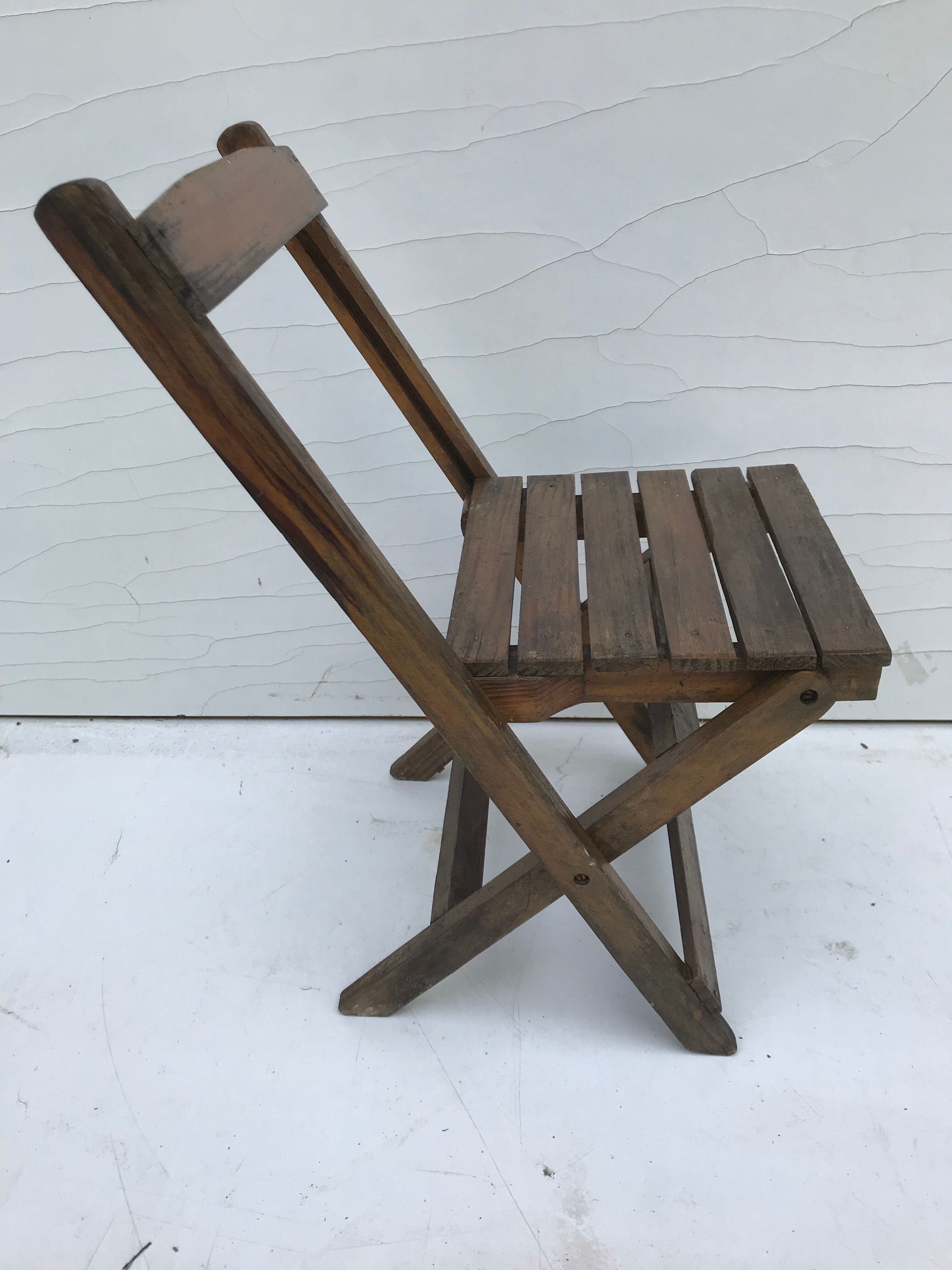 Old folding chair child in wood