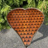 Small table or bedside table in the shape of a heart in marquetry. Style Louis XV