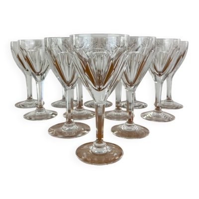 12 verres à vin cristal Lorraine Lemberg taille Bristol