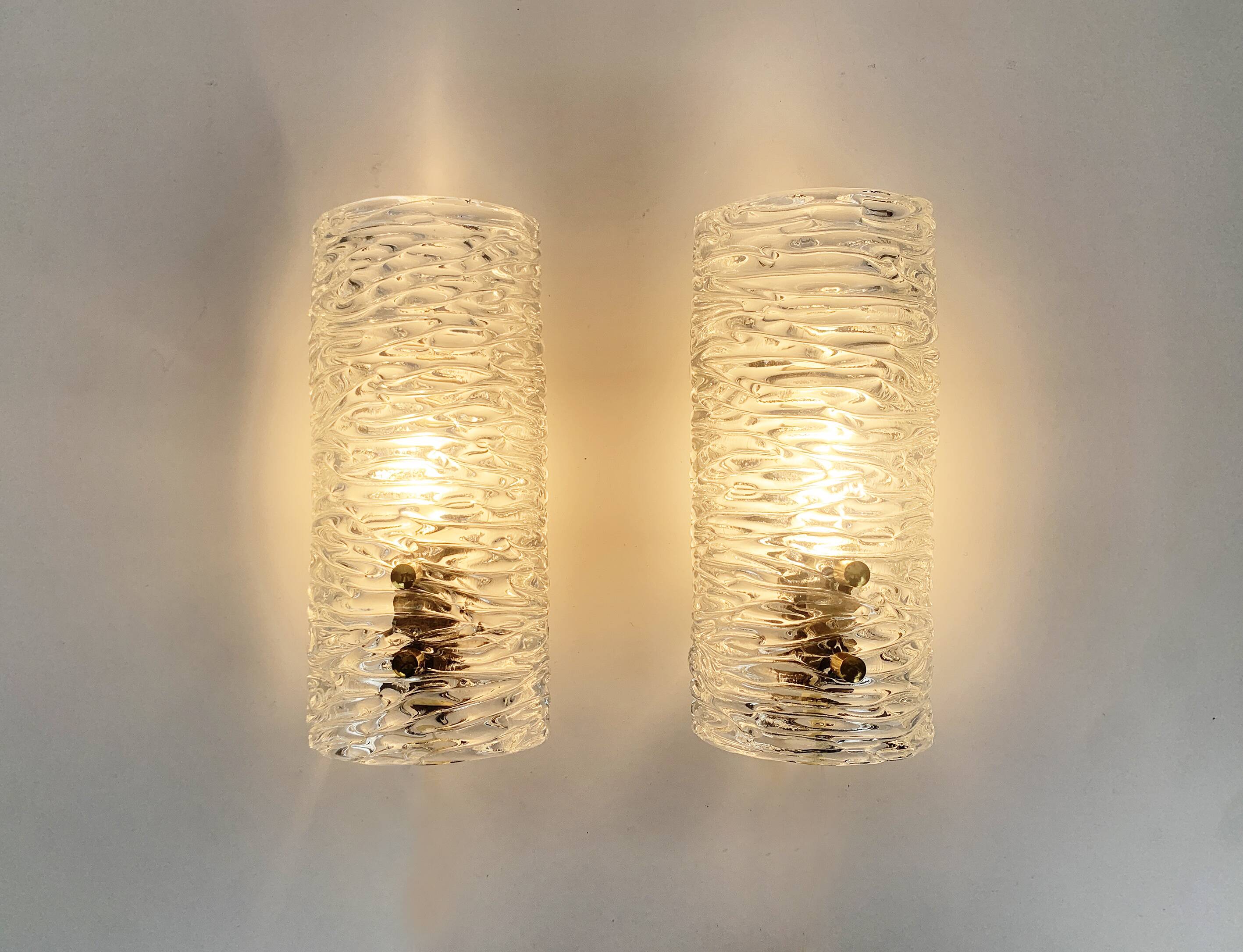 Pair of Swedish sconces 8493 Carl Fagerlund for Orrefors, 1960s
