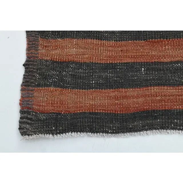 1970s  Turkish Oushak Handmade Wool Cotton Orange Runner Rug 125x376