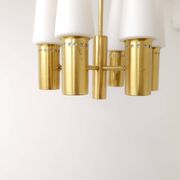 Midcentury brass and opaline ceiling lamp by Hans-Agne Jakobsson, Sweden, 1950s.