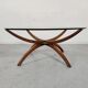 Table basse scandinave en bois et verre , années 60