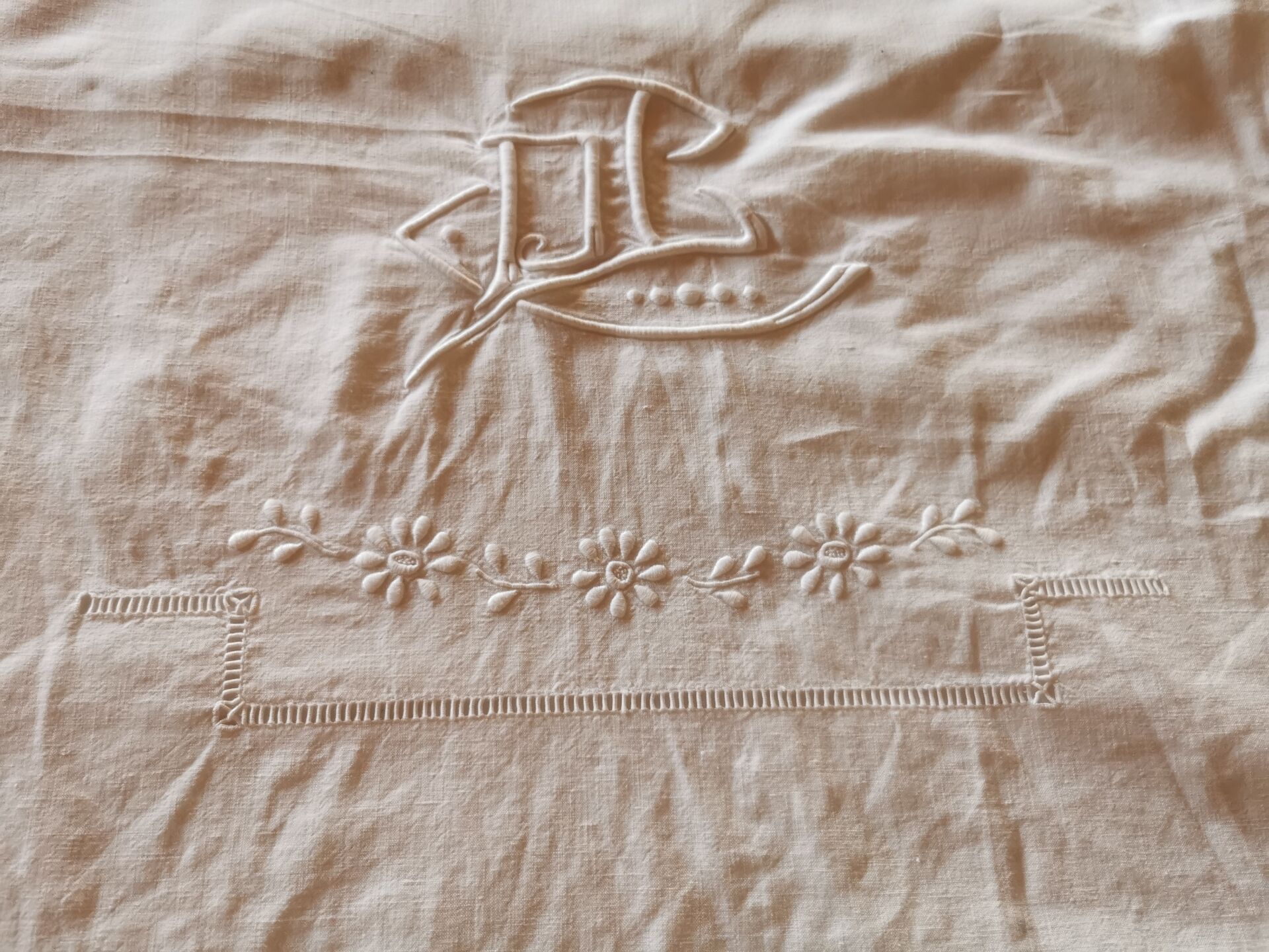 Old monogrammed fabric