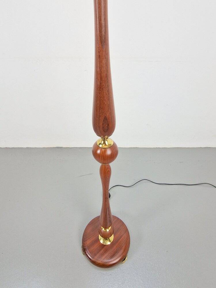 Vintage Scandinavian Floor Lamp in Teak and Brass, 1960s