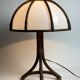 Bamboo rattan mushroom table lamp, Dutch 1970s