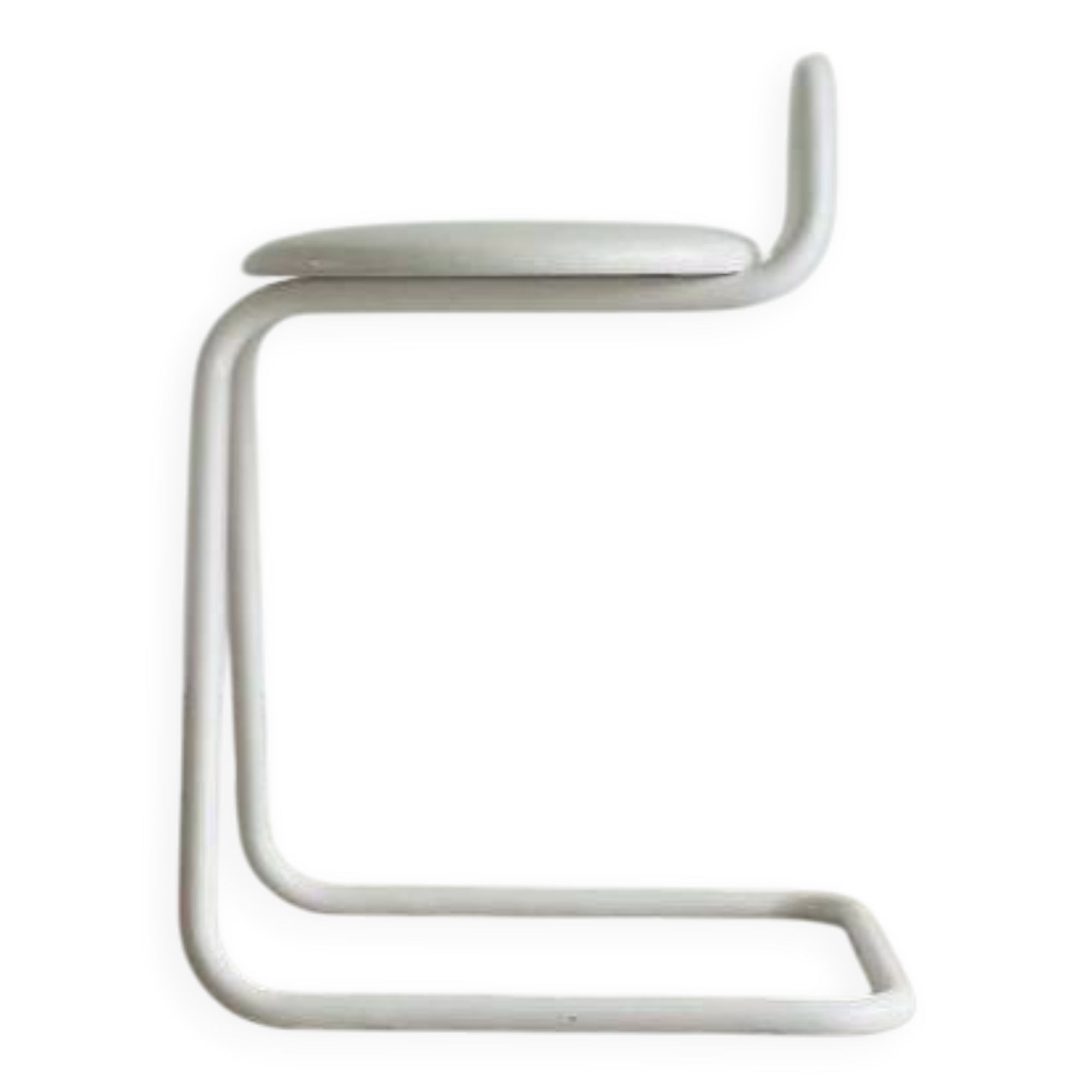 Tabouret blanc en metal et simili cuir