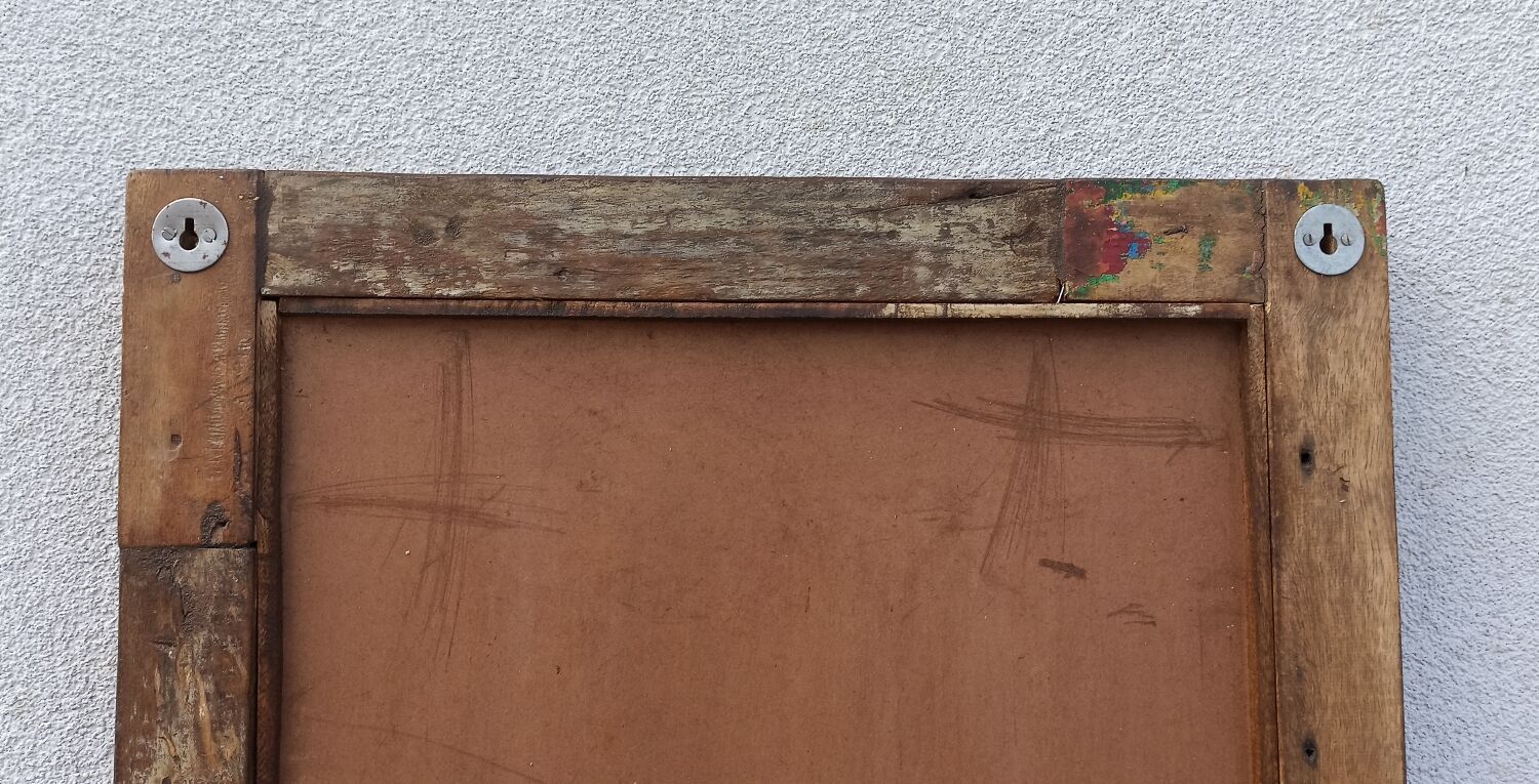 Rectangular mirror in old wood