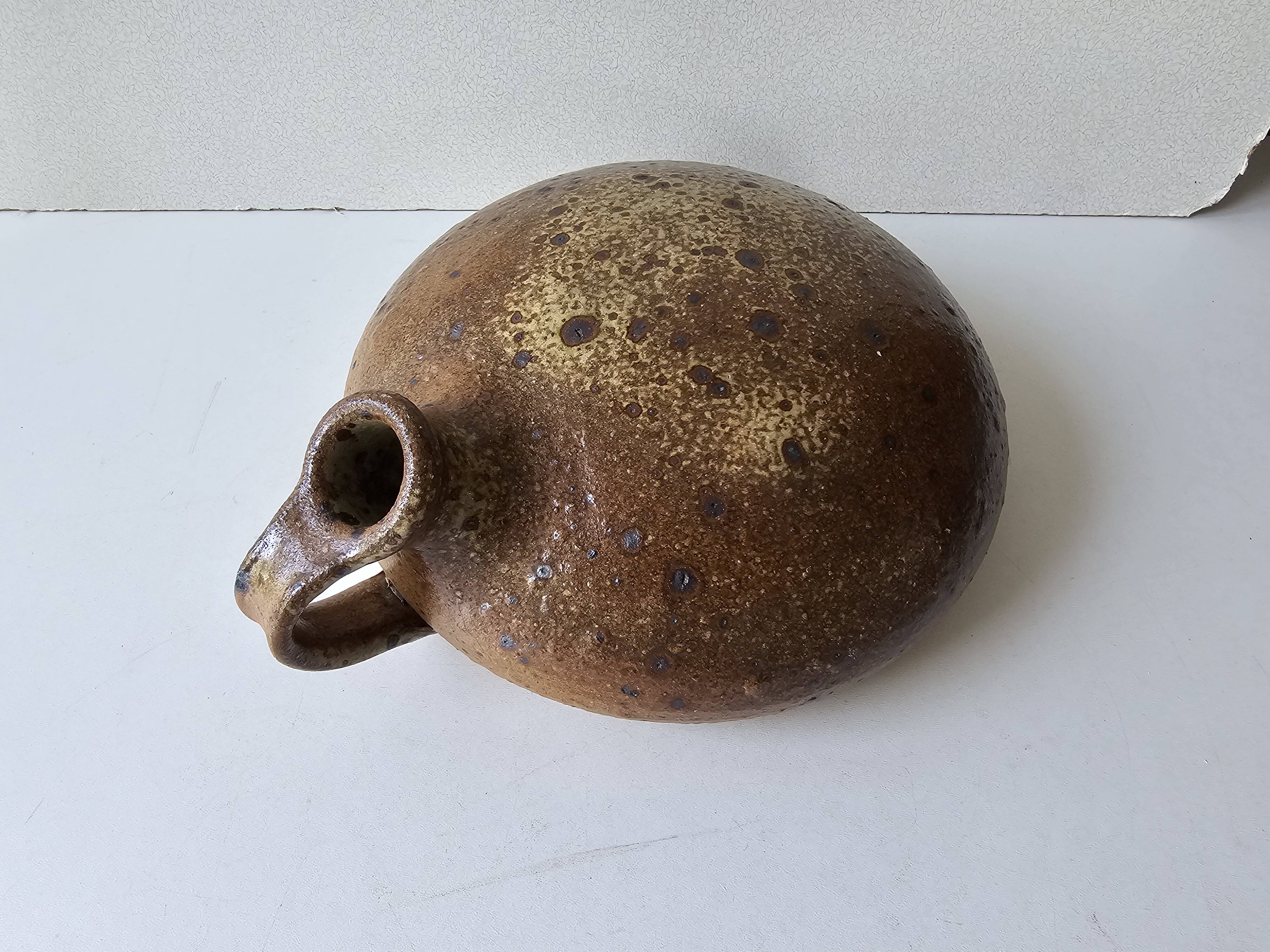 Antique stoneware bottle gourd signed Jacques Migeon LA BORNE (Cher)