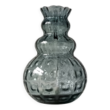 Large vintage smoked optical glass vase, Italy 1950