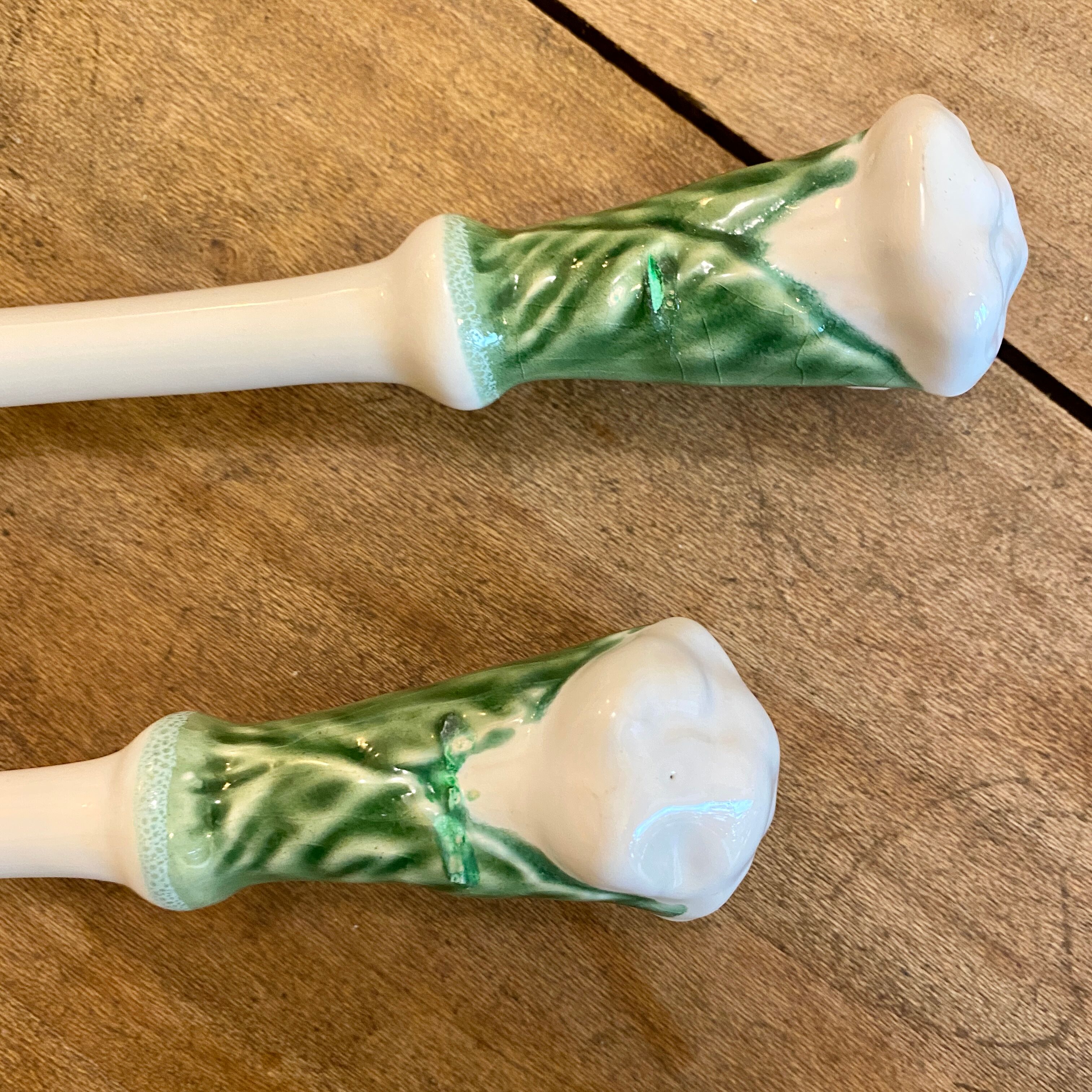 Vintage cabbage bowl and ceramic salad cutlery