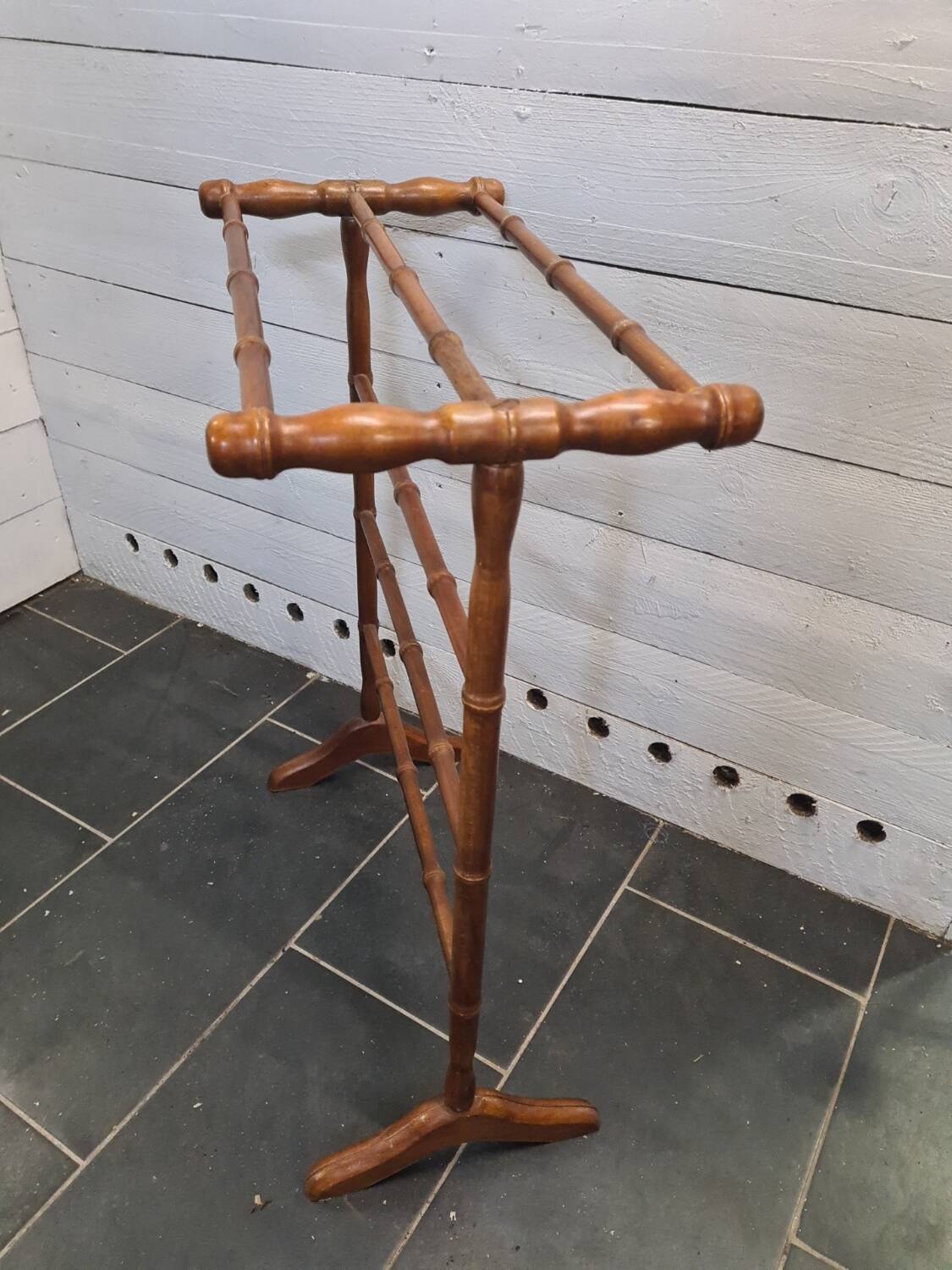 Bamboo style wooden towel holder