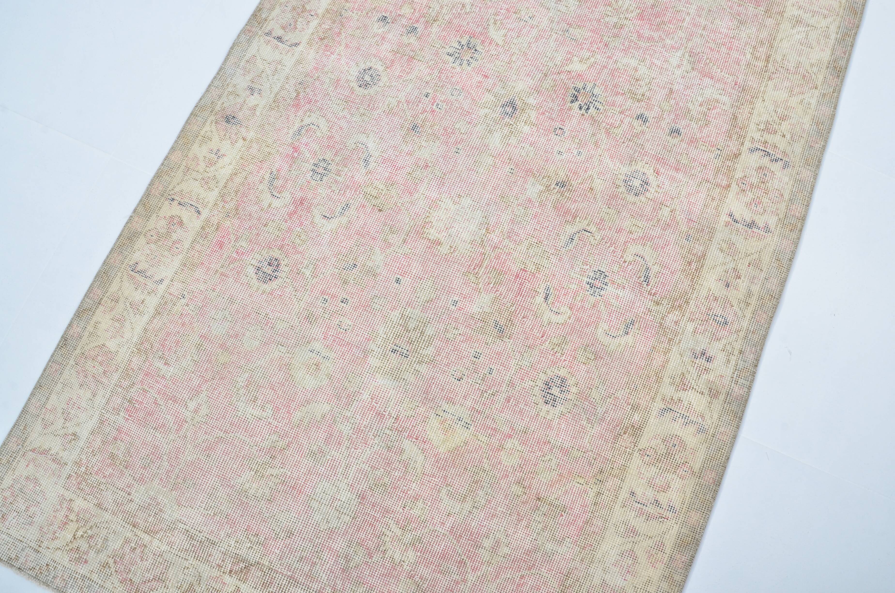 Tapis floral turc beige et rose sku 3221