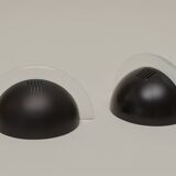 Pair of half-moon metal and lucite wall lights Postmodern Memphis vintage Circa 1980