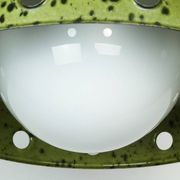 Suspension vintage en métal émaillé et verre blanc 1960