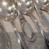 12 silver-plated dessert spoons with rocaille ribbon decoration, 18.5 cm