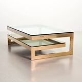 Belgo-Chrom Architectural G-Table 23-Carat Goldplated with Glass Tops 1970s