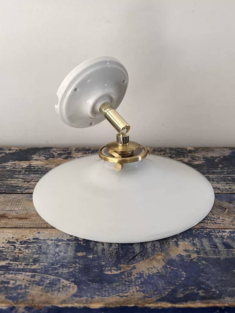 Vintage white opaline wall light