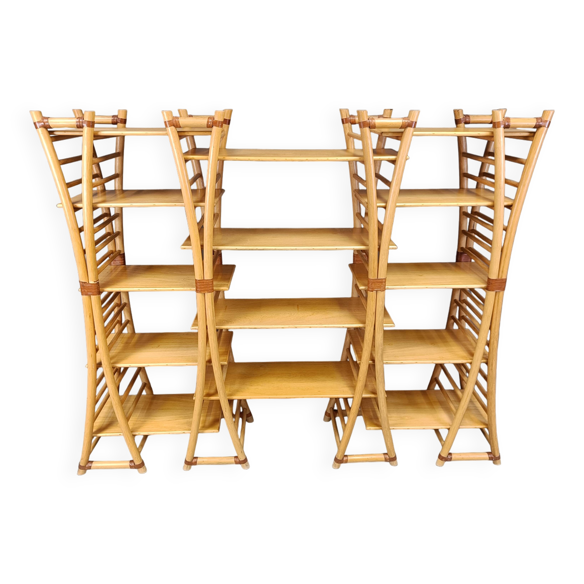 Vintage bamboo wall unit, 1970s