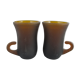 pair of small brown glass cups