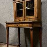 Bonheur du jour desk in Louis XVI style in precious wood marquetry circa 1850