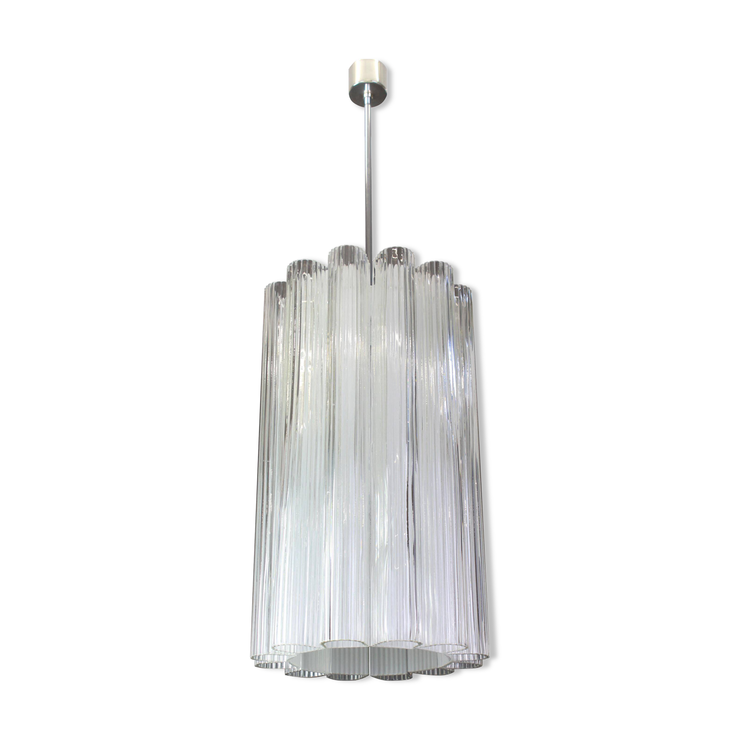 cylindrical pendant lights with crystal glass by Doria, Germany, 1960s.