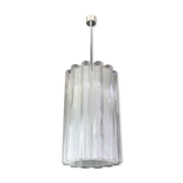 cylindrical pendant lights with crystal glass by Doria, Germany, 1960s.